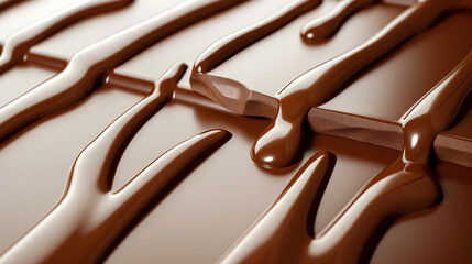 A chocolate bar with drizzles of chocolate on it