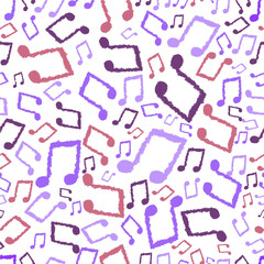 Flat Style Colorful Music Notes Pattern Background, Png Vector.