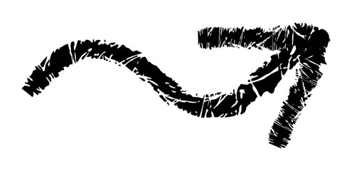 Hand drawn simple arrow drawn with wax crayon, chalk or charcoal. Uneven dry texture for underlining highlighting. Pencil drawn lines, strikethrough, grungy vector isolated on white
