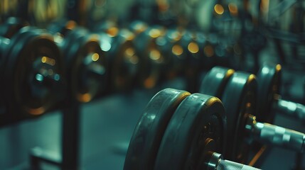 Fototapeta premium Gym Atmosphere with Dumbbells Close-up