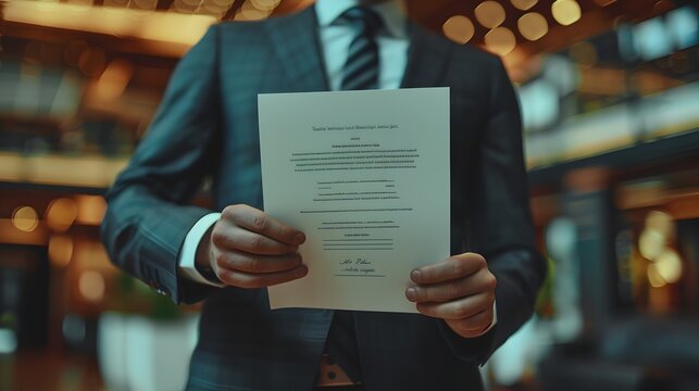 Business Leader Presenting Certificate of Achievement to Employee in Corporate Setting