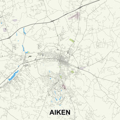 Aiken, South Carolina, USA map poster art