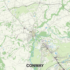 Conway, South Carolina, USA map poster art