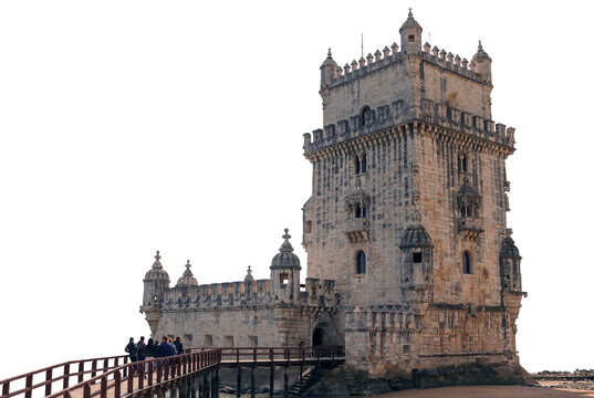 belem tower in lisbon, transparent background