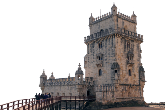 belem tower in lisbon, transparent background