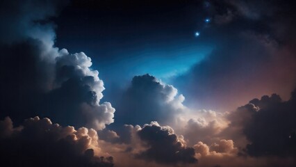 Obraz premium Brown and blue cloudy sky with smoke background with stars