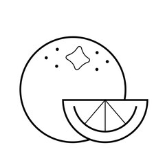 Orange linear vector icon isolated on white background, Outline orange fruit, simple black and white icon