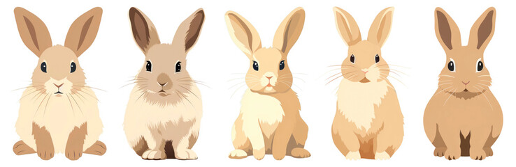 Fototapeta premium cute rabbit animal illustration set