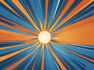 Obraz premium abstract childish retro Blue and Orange Sun Ray illustration