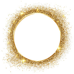 A gold circle with glittery beads on it, png.
