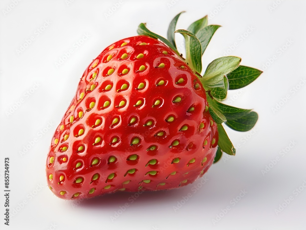 Poster Vibrant and Ripe Strawberry on Isolated White Background with Copy Space