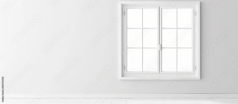 Poster Double white plastic window on white background. with copy space image. Place for adding text or design