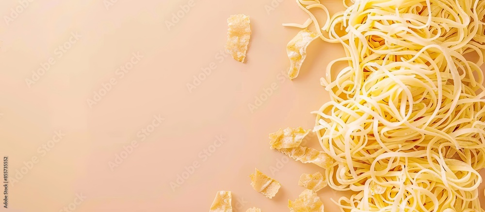 Aufkleber Dried noodles with pastel background  Texture  Food. with copy space image. Place for adding text or design