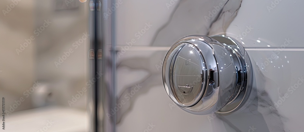 Poster Metallic door knob in the toilet. with copy space image. Place for adding text or design
