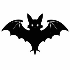 Silhouette Bat Vector Illustration Isolated on White Background 