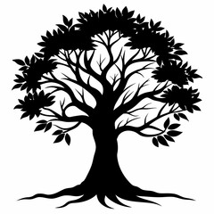 Obraz premium silhouette tree vector illustration isolated on white background