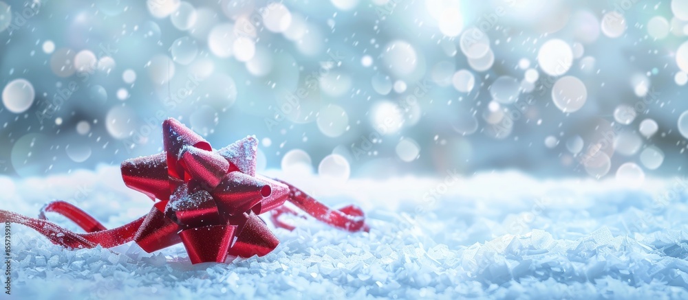 Aufkleber christmas bow on pastel background christmas design. with copy space image. place for adding text or