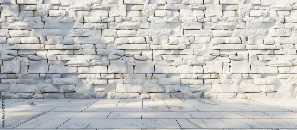 Aufkleber White background of white brick stone wall in perspective view with the light effect. with copy space image. Place for adding text or design