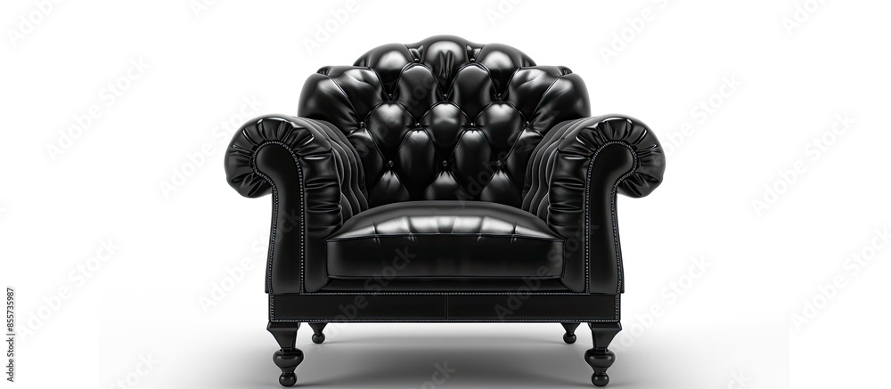 Aufkleber classic big black leather armchair isolated on white background with clipping path. with copy space 