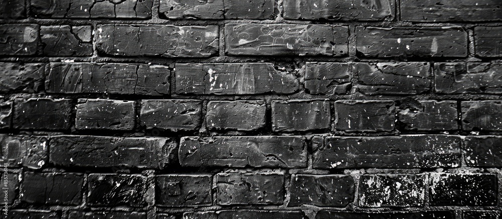Poster Black and white brick wall texture background or wallpaper abstract paint to flooring and homework . with copy space image. Place for adding text or design