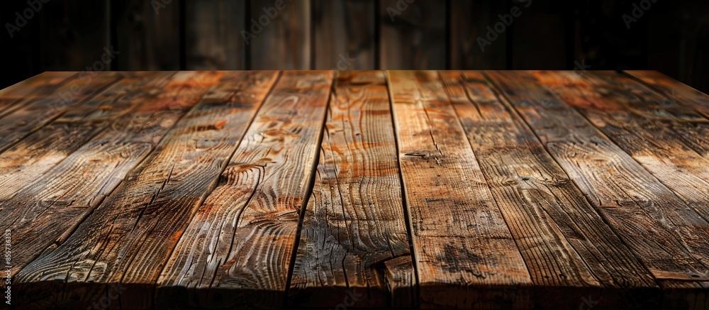 Poster table old vintage wood. with copy space image. Place for adding text or design