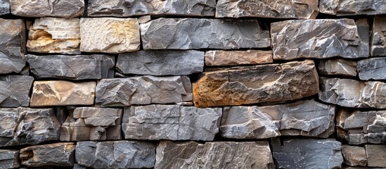 stone wall, folded wall of stone slabs background. with copy space image. Place for adding text or design