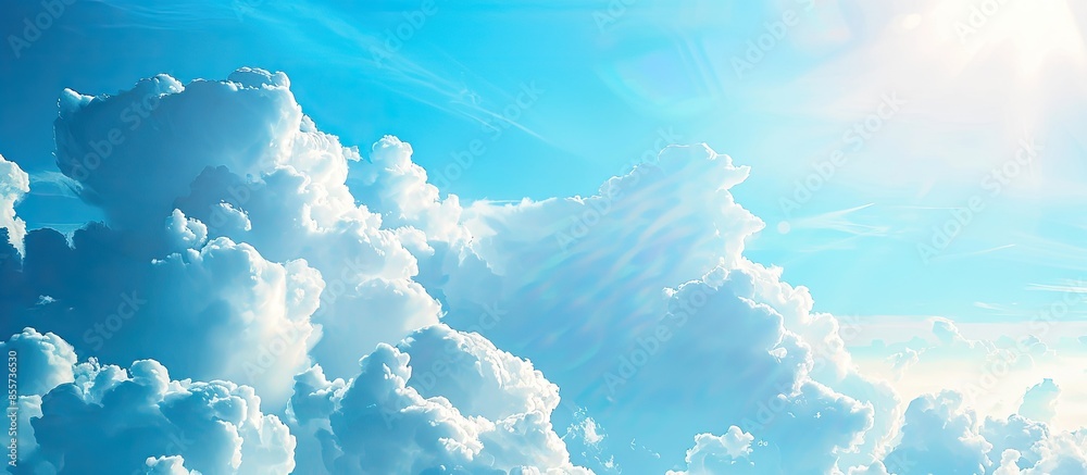Poster bright blue sky with cloud. banner. with copy space image. Place for adding text or design