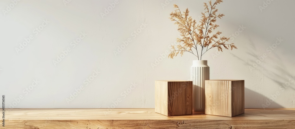 Aufkleber modern furniture set, wooden table , wooden dawer box on white background . with copy space image. p