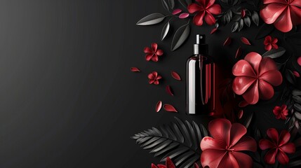 Obraz premium Dynamic composition of modern Black Friday perfume coupons and discounts presented with graphic elements in a realistic style on a black background