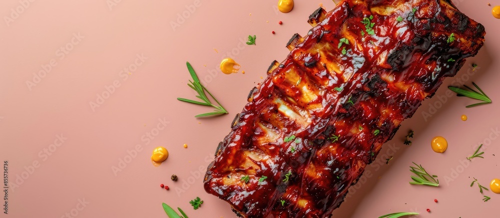 Poster chicken ribs isolated on pastel background food isolated. with copy space image. place for adding te