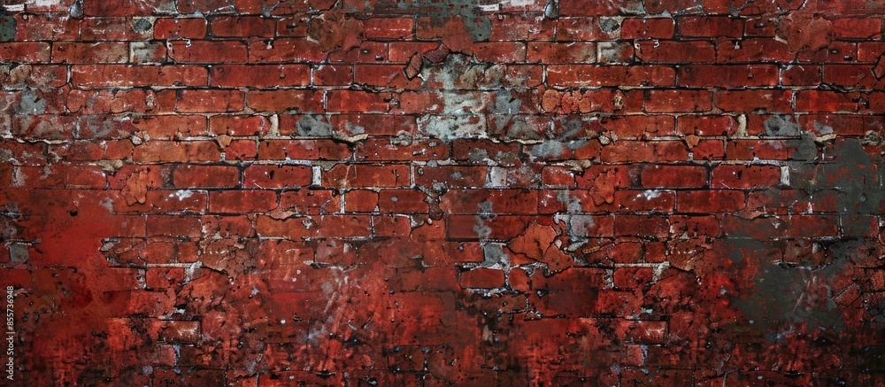 Aufkleber Heap red brick with rustic grunge blank cement space use for background. with copy space image. Place for adding text or design