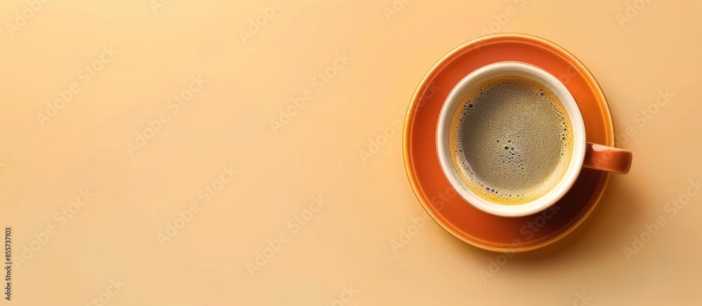 Poster Americano kept on a plain pastel background.  Coffee. with copy space image. Place for adding text or design