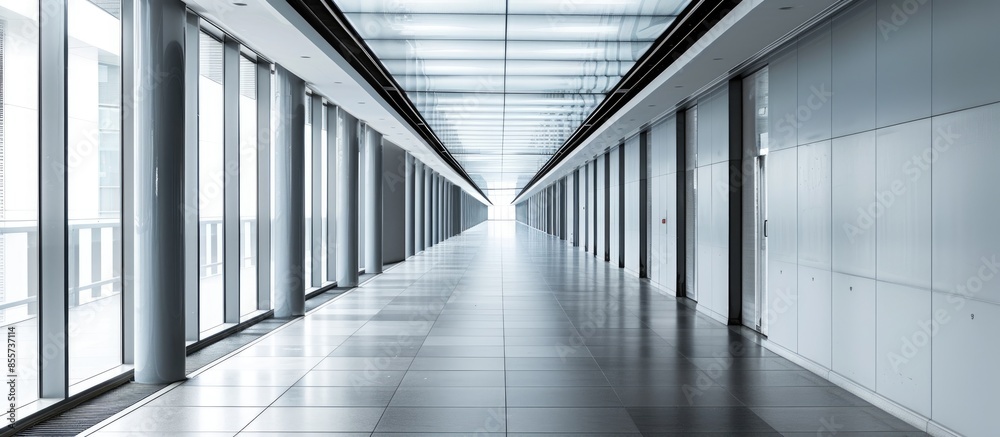 Aufkleber A long empty corridor designed in minimalistic style. with copy space image. Place for adding text or design