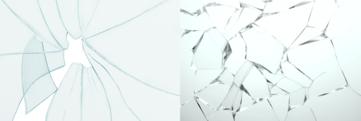 Cracked broken glass textured effect set
