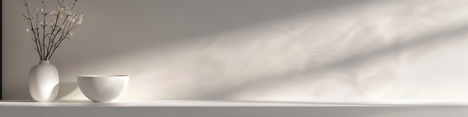 Fototapeta premium Serene Minimalist Blank White Background with Soft Illumination for Copy Space or Design Presentation