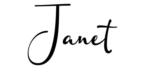 Naklejka premium janet - colore nero - parola nome scritta - ideale per websites, presentazioni, biglietti, banners, sweatshirt, stampe, cricut, silhouette, sublimazioni, etichette, adesivi