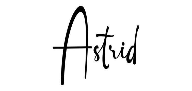 Astrid- colore nero - parola nome scritta - ideale per websites, presentazioni, biglietti, banners, sweatshirt, stampe, cricut, silhouette, sublimazioni, etichette, adesivi