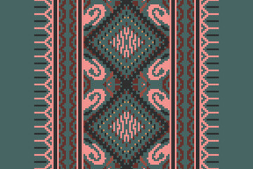 Seamless geometric ethnic asian oriental and tradition pattern design for texture and background. Silk and fabric pattern decoration for carpet, clothing, wrapping and wallpaper