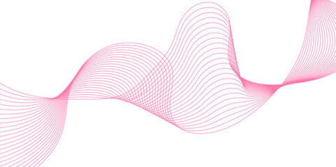 Abstract colorful pink lines on a white background.  Vector abstract colorful flowing wave lines isolated on white background. Design element for technology, science, music or modern concept.