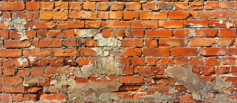 Aufkleber old brick wall, natural broken pattern. interior design ideas. with copy space image. place for addi