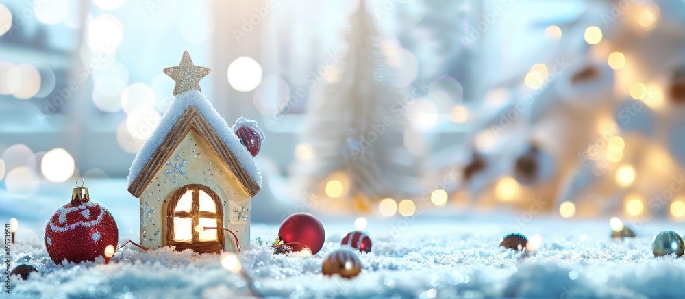 Poster cozy and frost winter day: christmas decoration in children room. with copy space image. place for a