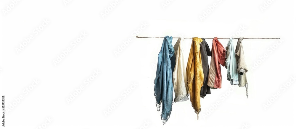 Aufkleber clothes hanging isolated on white background. with copy space image. place for adding text or design