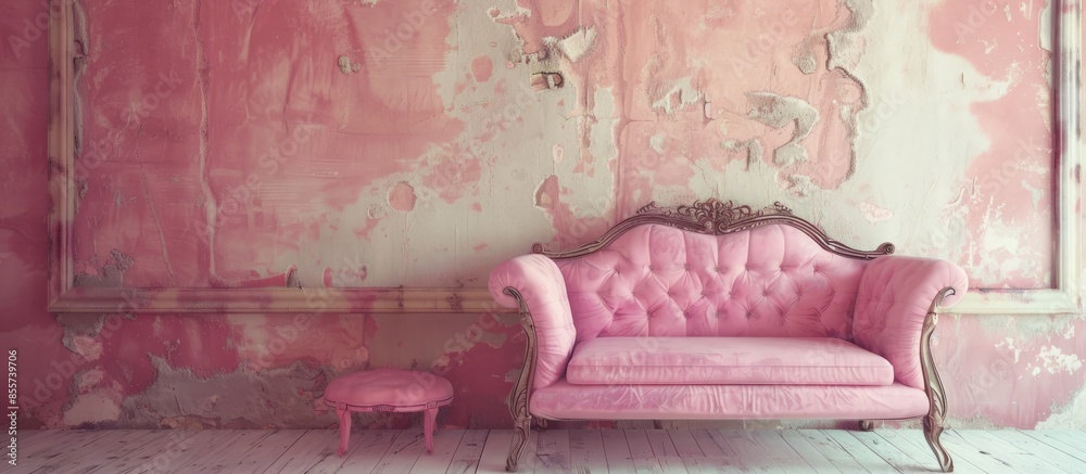 Leinwandbilder oldies-style sofa and table furniture but with a touch of casual pink color so that it brings comfor