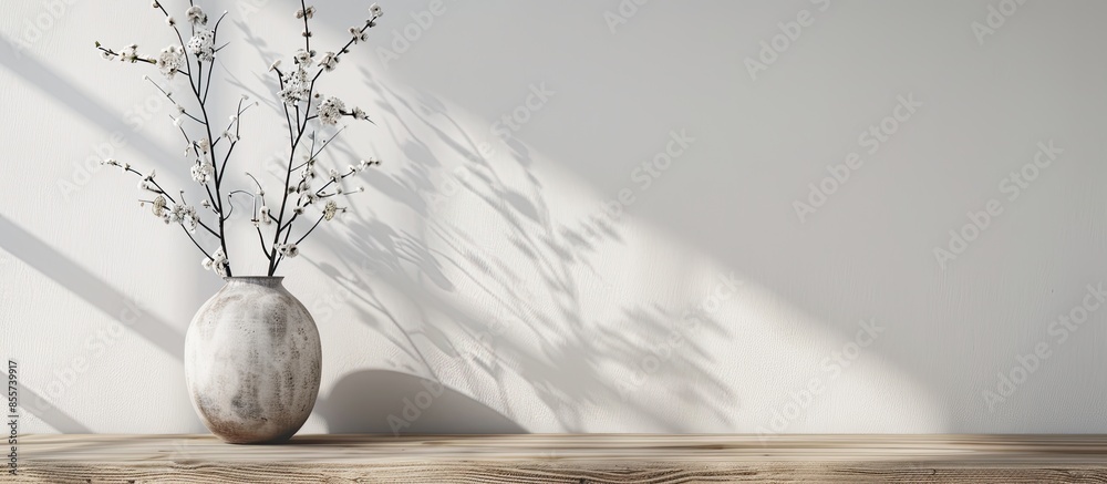 Poster vase on the table in the living room. with copy space image. place for adding text or design