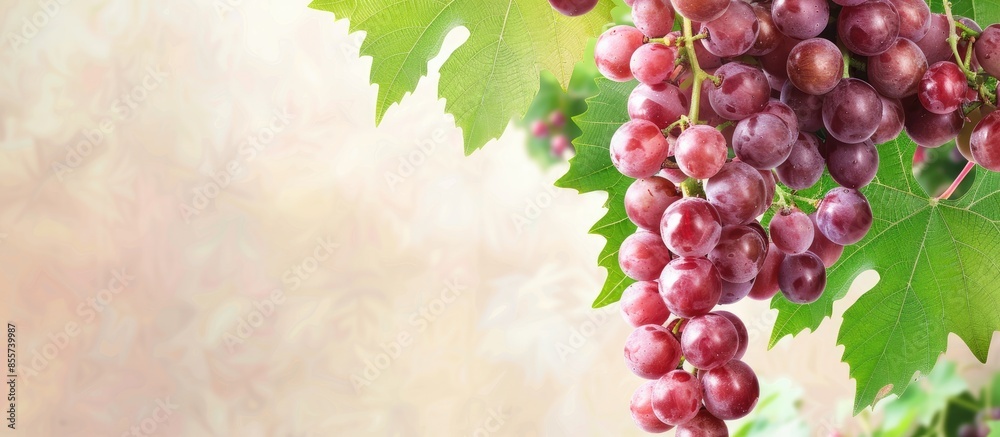 Fototapete grape tree delicious healthy fruits from home garden. copy space image. place for adding text or des