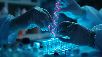 Doctor's hands handling DNA extraction tools.
