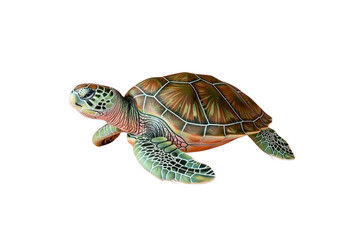 Obraz premium Realistic sea turtle swimming gracefully on a transparent background, highlighting its beautifully patterned shell.