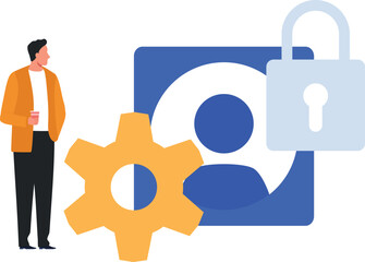 The boy looks at the contact.