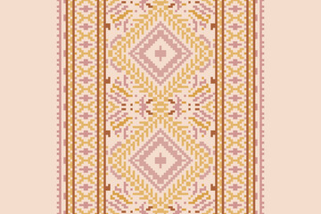 Seamless geometric ethnic asian oriental and tradition pattern design for texture and background. Silk and fabric pattern decoration for carpet, clothing, wrapping and wallpaper