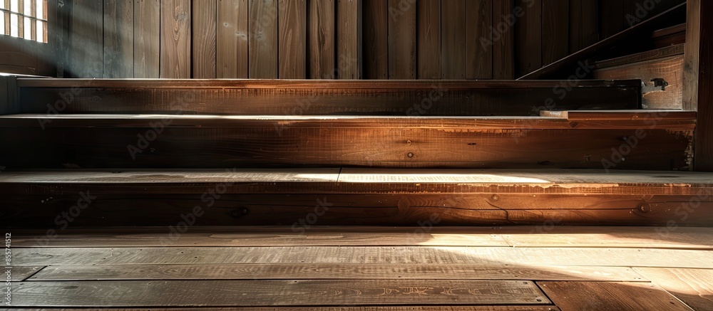Poster wooden staircase. with copy space image. place for adding text or design